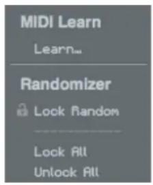 MIDI Learn Learn... Randomizer Lock Random Lock All Unlock All