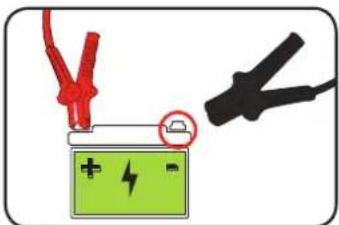 Diagram showing a battery with red and black wires, indicating charging or discharging process.