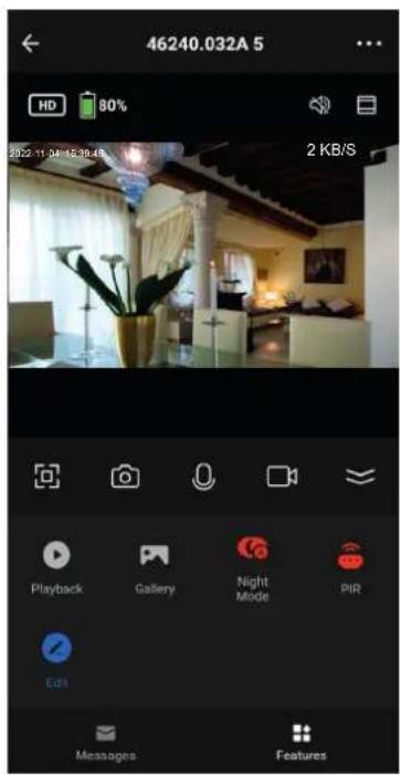 46240.032A 5 HD 80% 2 KB/S Playback Gallery Night Mode PIR Edit Messages Features