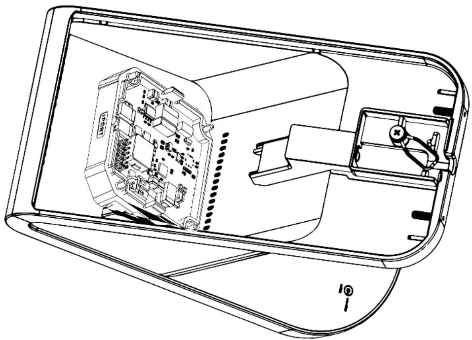 iPort 72353 - Disconnect the DC Barrel cable if installed and pop out the BaseStation Cable Housing cover. - 1