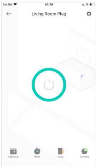 No SIM 02:25 Living Room Plug Schedule Timer Away Runtime