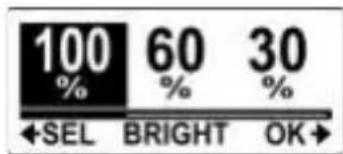 100 % 60 % 30 % ←SEL BRIGHT OK→