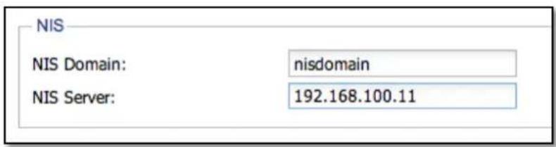 NIS NIS Domain: nisdomain NIS Server: 192.168.100.11