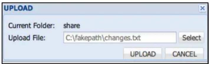 UPLOAD Current Folder: share Upload File: C:\fakepath\changes.txt Select UPLOAD CANCEL