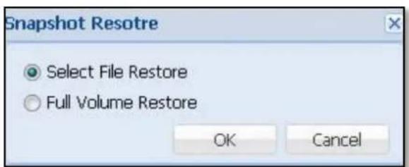 Snapshot Resotre Select File Restore Full Volume Restore OK Cancel