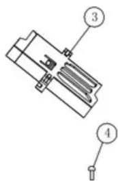 Technical diagram of a mechanical component with numbered parts labeled 3 and 4