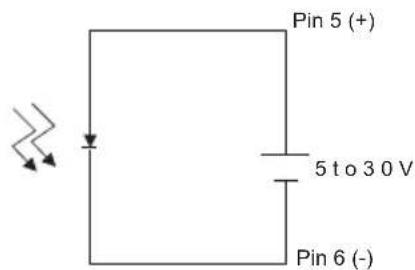 Pin 5 (+) 5 to 30 V Pin 6 (-)