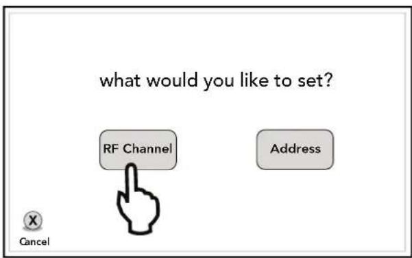 what would you like to set? RF Channel Address Cancel