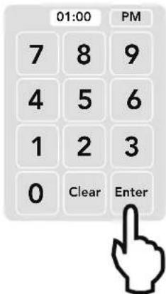 01:00 PM 7 8 9 4 5 6 1 2 3 0 Clear Enter