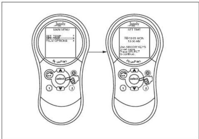 Jandy AquaLink Wireless Remote - MENU > SET TIME - 1