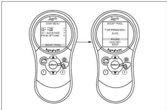 Jandy AquaLink Wireless Remote - To use the Boost menu - 1