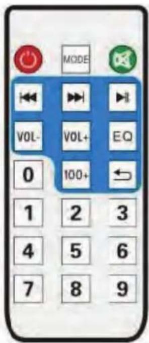 MODE VOL- VOL+ EQ 0 100+ 1 2 3 4 5 6 7 8 9