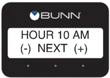 BUNN HOUR 10 AM (-) NEXT (+)