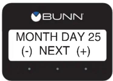 BUNN MONTH DAY 25 (-) NEXT (+)