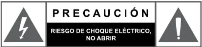 PRECAUCIÓN RIESGO DE CHOQUE ELÉCTRICO, NO ABRIR