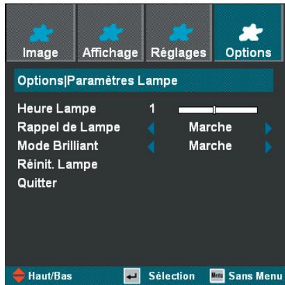 OPTOMA HD72i - Options | Paramètres Lampe - 1