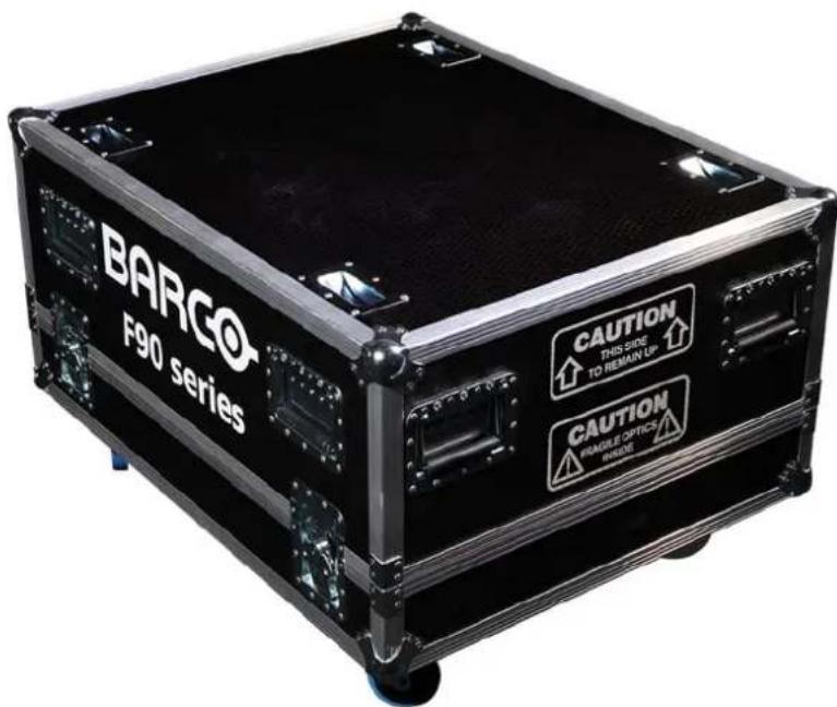 BARCO F90 series CAUTION THIS SIRS TO REMAIN UP CAUTION POGRILE OPTIC INSIDE