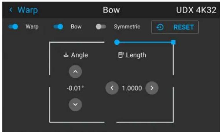 < Warp Bow UDX 4K32 Warp Bow Symmetric RESET Angle Length -0.01° < 1.0000 >
