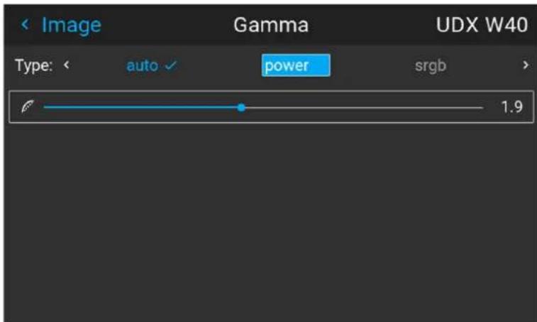 Image Gamma UDX W40 Type: auto power srgb 1.9