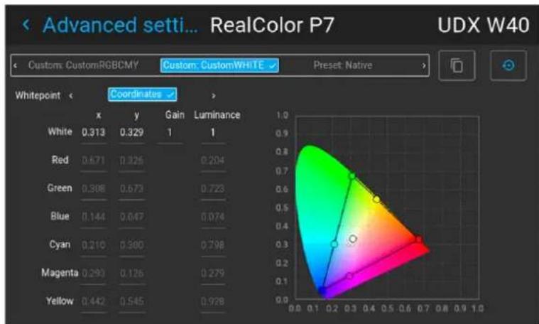 Barco F70-4K8 - How to set custom P7 values - 2
