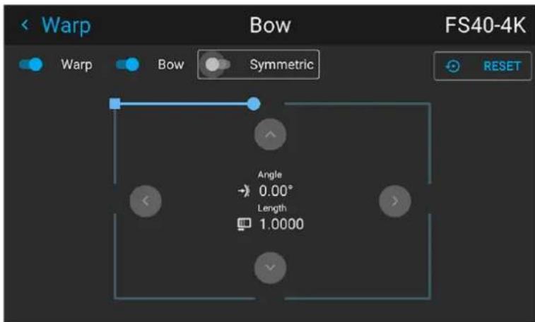 Warp Bow FS40-4K Warp Bow Symmetric RESET Angle → 0.00° Length 1.0000