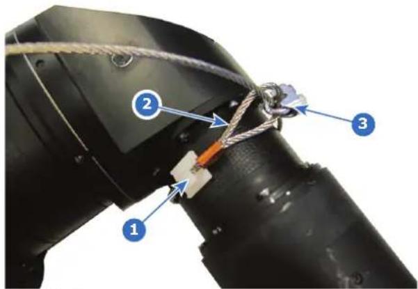 Labeled diagram of a mechanical assembly showing components 1, 2, and 3 with numbered annotations