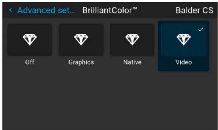 Advanced set... BrilliantColor™ Balder CS Off Graphics Native Video