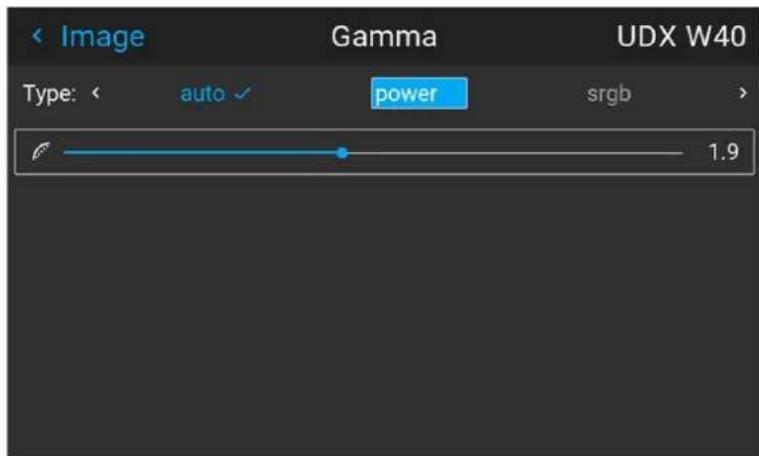 < Image Gamma UDX W40 Type: auto power srgb 1.9