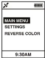 MAIN MENU SETTINGS REVERSE COLOR 9:30AM
