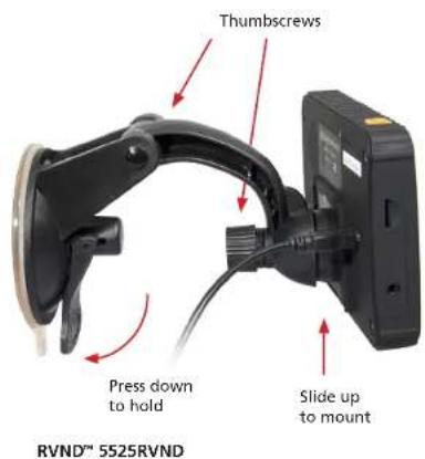 Thumbscrews Press down to hold Slide up to mount RVND™ 5525RVND