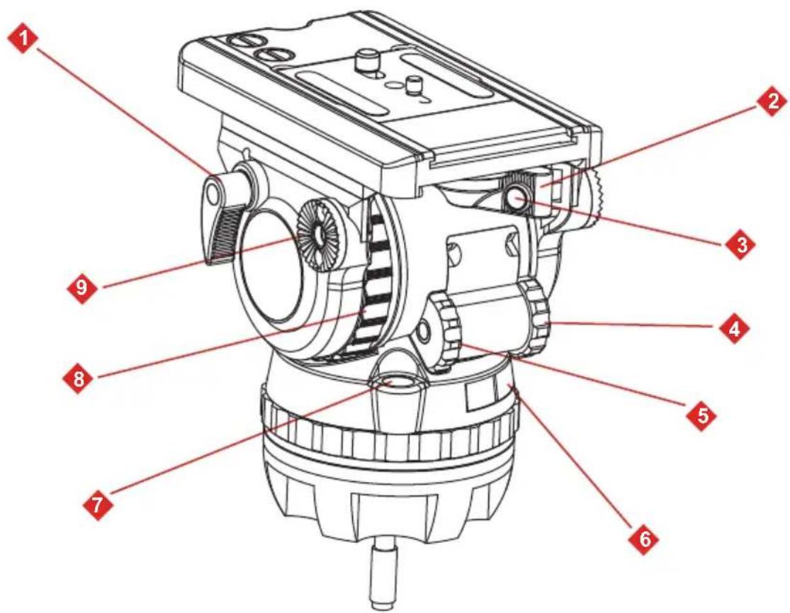 Technical diagram of a mechanical device with numbered parts labeled for identification.