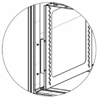 Technical line drawing of a door frame with decorative railings and mounting brackets (no text or symbols)