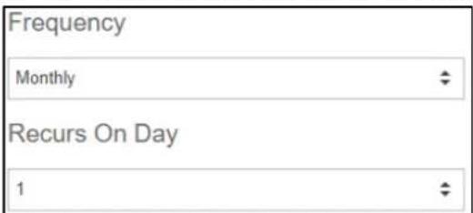 Frequency Monthly Recurs On Day 1