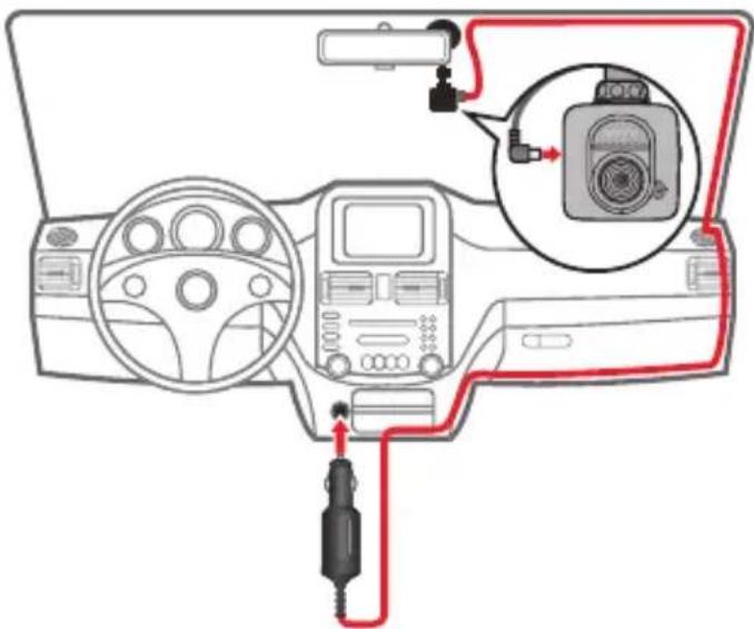 Diagram of car dashboard and infotainment system with labeled components and wiring connections