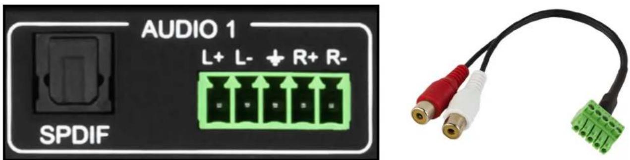 AUDIO 1 L+ L- + R+ R- SPDIF