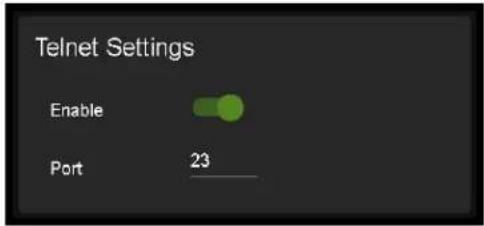 Telnet Settings Enable Port 23