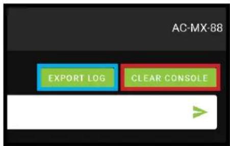 AC-MX-88 EXPORT LOG CLEAR CONSOLE
