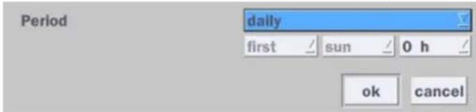 Period daily first / sun / 0 h / ok cancel