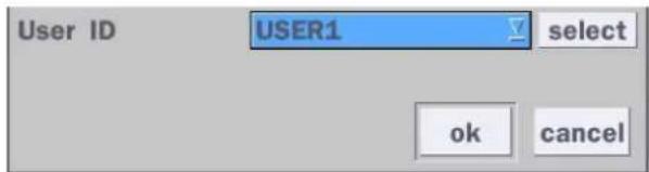 User ID USER1 select ok cancel