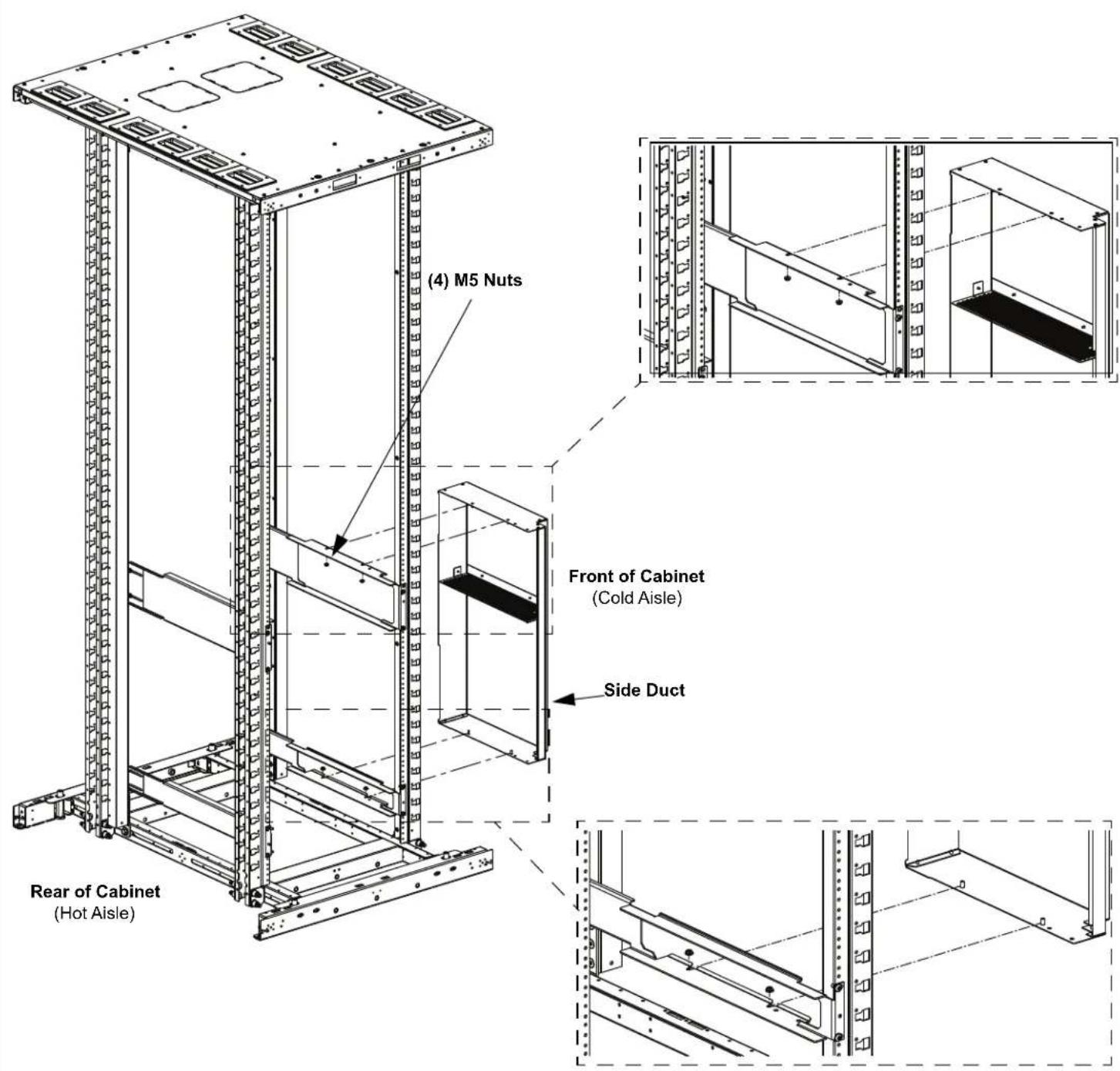 (4) M5 Nuts Front of Cabinet (Cold Aisle) Side Duct Rear of Cabinet (Hot Aisle)