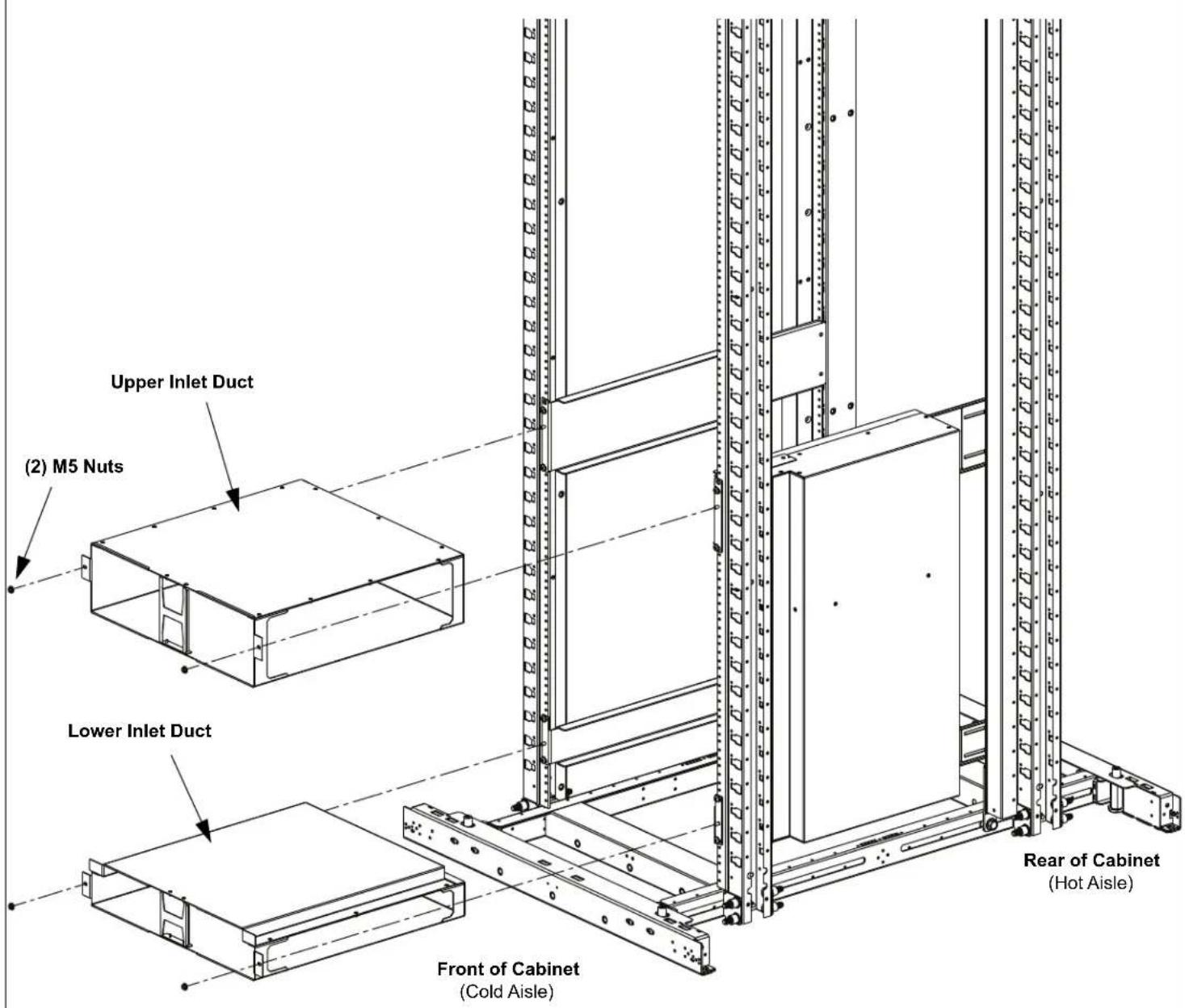 Upper Inlet Duct (2) M5 Nuts Lower Inlet Duct Front of Cabinet (Cold Aisle) Rear of Cabinet (Hot Aisle)