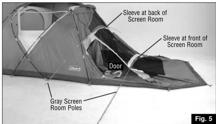 Sleeve at back of Screen Room Sleeve at front of Screen Room Door Gray Screen Room Poles Fig. 5