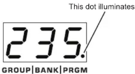 This dot illuminates 235. GROUP|BANK|PRGM