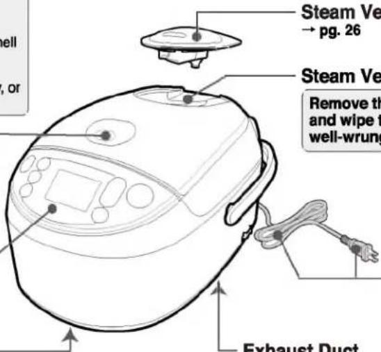 Steam V → pg. 26 Steam V Remove th and wipe t well-wrungh Exhaust Duct