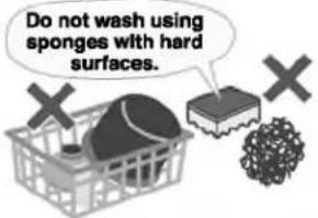 Do not wash using sponges with hard surfaces.