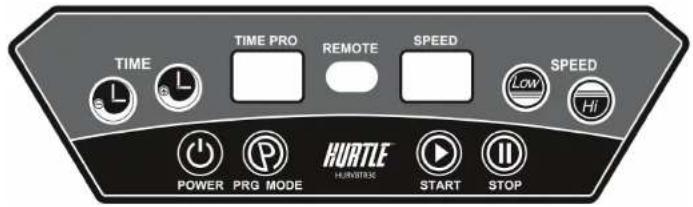 TIME TIME PRO REMOTE SPEED LOW SPEED HI POWER PRG MODE HURTLE HURITIME START STOP