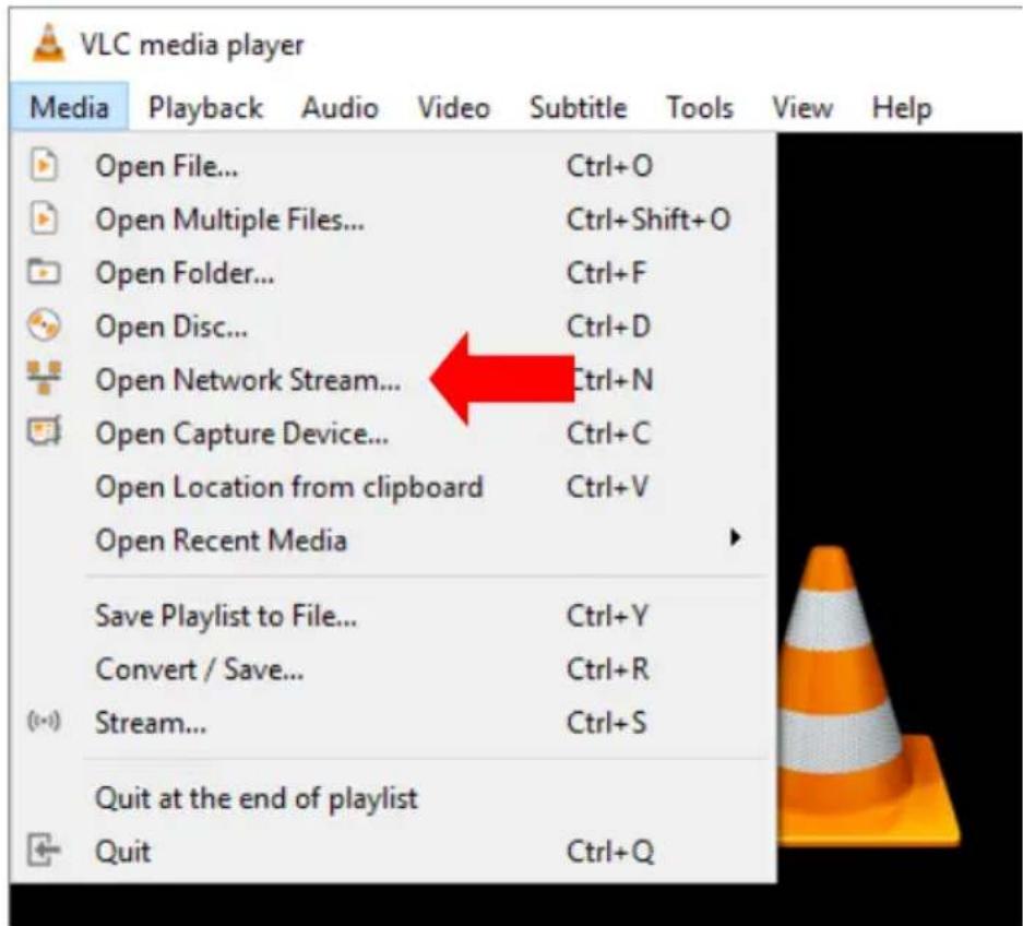 VLC media player Media Playback Audio Video Subtitle Tools View Help Open File... Ctrl+O Open Multiple Files... Ctrl+Shift+O Open Folder... Ctrl+F Open Disc... Ctrl+D Open Network Stream... Ctrl+N Open Capture Device... Ctrl+C Open Location from clipboard Ctrl+V Open Recent Media Save Playlist to File... Ctrl+Y Convert / Save... Ctrl+R Stream... Ctrl+S Quit at the end of playlist Quit Ctrl+Q