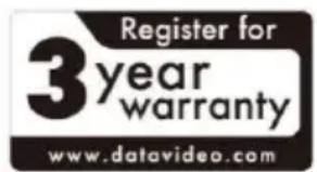 Register for 3 year warranty www.datavideo.com