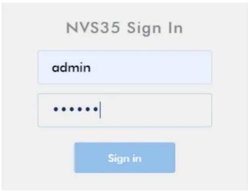 NVS35 Sign In admin ......| Sign in