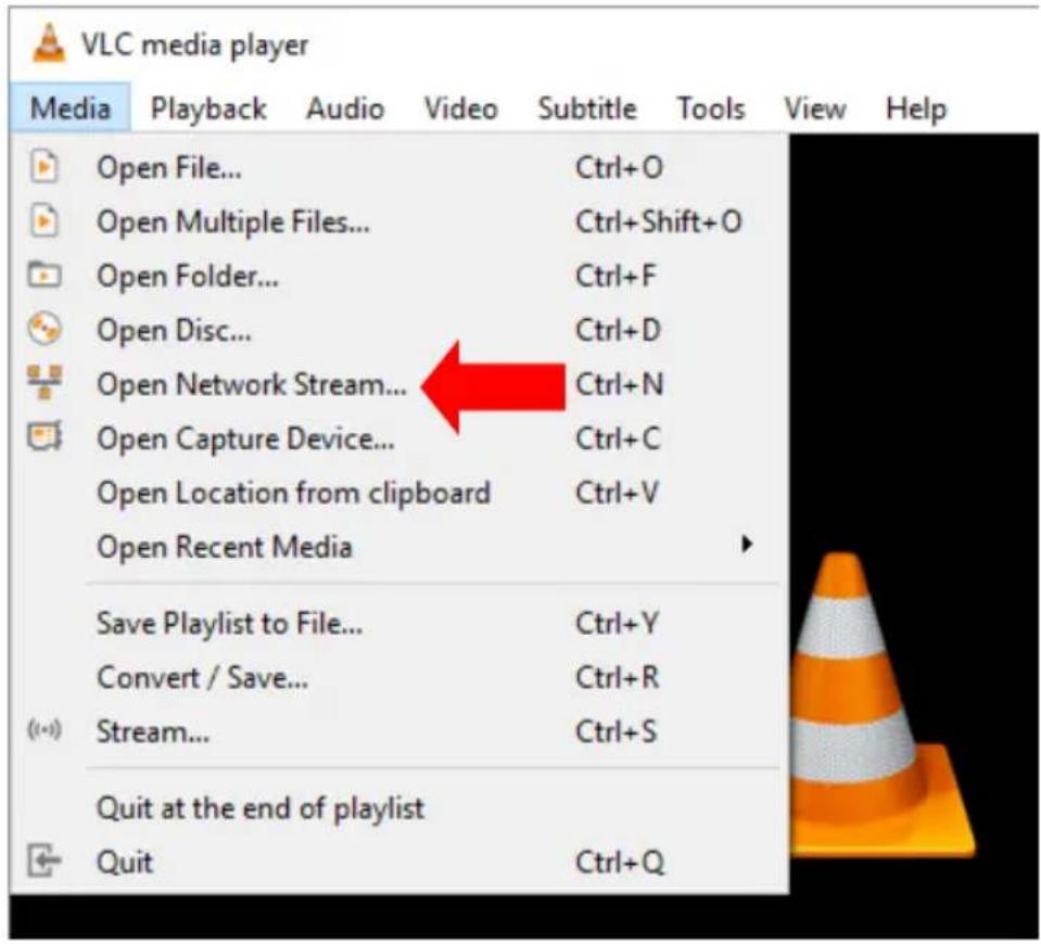 VLC media player Media Playback Audio Video Subtitle Tools View Help Open File... Ctrl+O Open Multiple Files... Ctrl+Shift+O Open Folder... Ctrl+F Open Disc... Ctrl+D Open Network Stream... Ctrl+N Open Capture Device... Ctrl+C Open Location from clipboard Ctrl+V Open Recent Media Save Playlist to File... Ctrl+Y Convert / Save... Ctrl+R Stream... Ctrl+S Quit at the end of playlist Quit Ctrl+Q